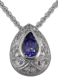 Platinum Tanzanite and Diamond Pendant and Chain.
