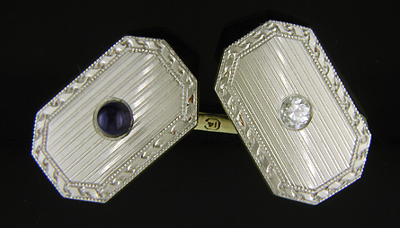 Carrington & Co sapphire and diamond cufflinks. (J8986)