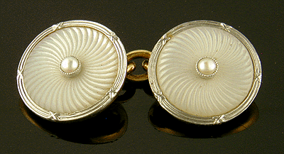 Edwardian platinum and pearl cufflinks with 18kt gold backs.