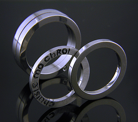 Custom wedding rings with hidden messages.