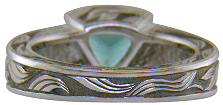 Engraved Koi fish and Tourmaline ring. (J8709)
