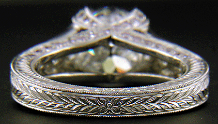 Inside view of handcrafted platinum ring.