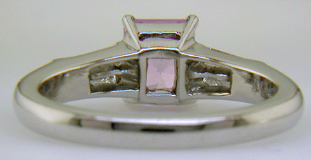 Inside view of radiant Pink Spinel ring.