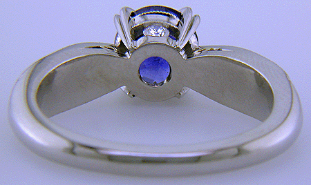 Inside view of sapphire ring with two hidden diamonds.