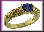 Sapphire set in an 18kt gold ring.