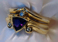 Yellow Gold Amethyst and Diamond Ring.
