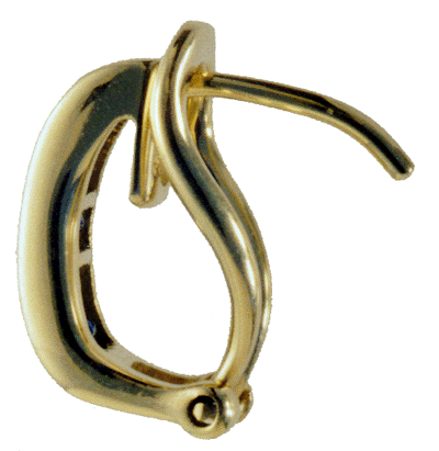 Side-view of sapphire hoop earrings in 18kt gold. (J6101)