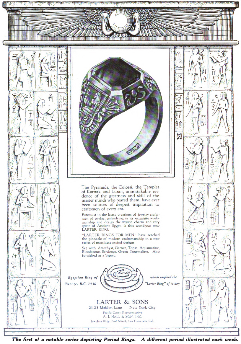Larter Ancient Egypt ring advertisement.