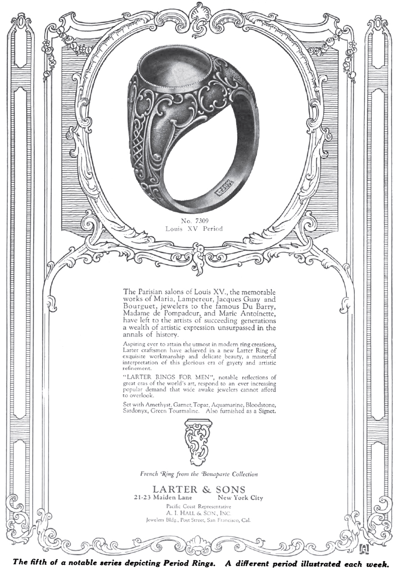 Larter Classical Revival ring advertisement.