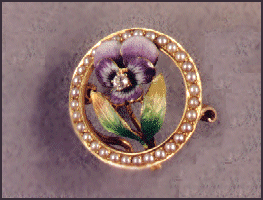 A lovely Art Nouveau pansy pin.