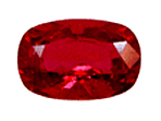A cushion-cut fiery red spinel.