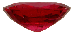 Side view of fiery red spinel.
