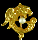 Winged lion and pearl stickpin. (J9291)