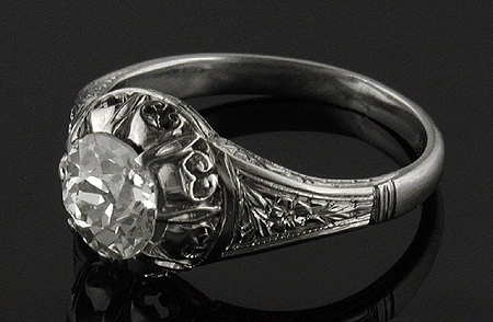 Antique ring with Old European Cut diamond.