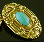 Late Victorian dragon and turquoise cufflinks. (J9347)