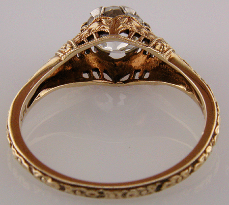 Inside view of antique filigree ring.