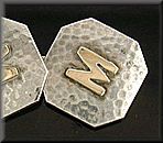 Antique sterling cufflinks with 18kt gold M initials. (J6503)