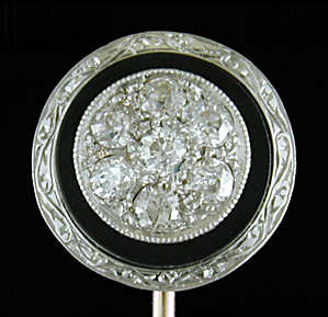 Art Deco diamond and onyx stickpin. (SP9593)