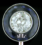 Art Deco diamond in sapphire stickpin. (SP9558)