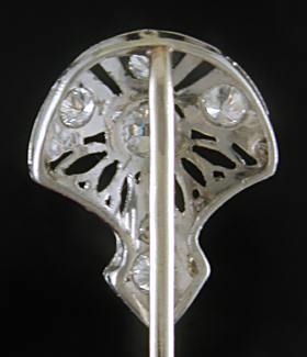 Art Deco diamond and filigree stickpin. (SP9606)