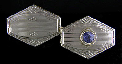 Art Deco sapphire cufflinks crafted in 14kt gold. (J8670)