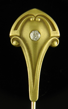 Arts & Crafts stickpin with a small diamond. (J9078)