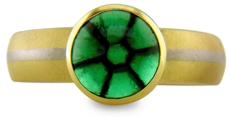 Custom created Trapiche emerald ring. (J7258)