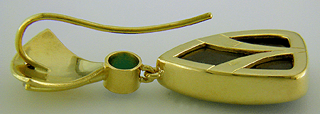 Rear view of boulder opal earrings.
