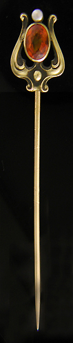 Brassler Citrine and Pearl stickpin. (J9113)