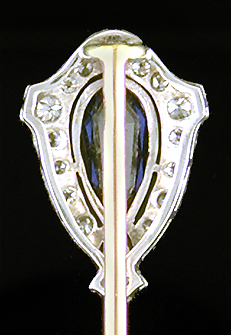 Hans Brassler sapphire and diamonds stickpin. (SP9636)