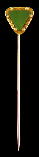 Hans Brassler jade triangle stickpin. (J9441)