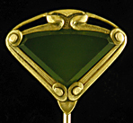 Hans Brassler Art Nouveau jade stickpin. (SP9588)