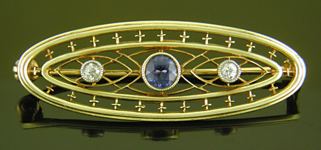 Brassler sapphire and diamond brooch. (J9324)