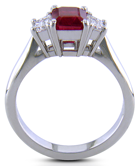 Side view of ruby and diamond ring. (J6405)