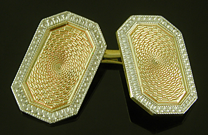 Carrington barleycorn gold and platinum cufflinks. (CL9563)