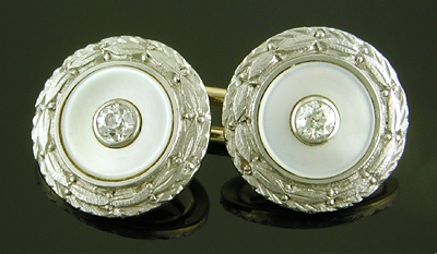 Carrington diamond and mother-of-pearl cufflinks. (J9463)