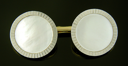 Carrington mother-of-pearl and platinum cufflinks. (J9260)