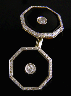 Carrington onyx and diamond cufflinks. (J8717)