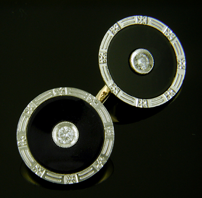 Carrington onyx and diamond tuxedo set. (J9443)