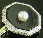 Carrington onyx and pearl dress set. (J9132)