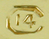 Close up of Carrington maker's mark on reverse of cufflinks. (J9257)