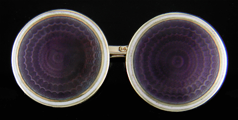 Carrington purple guiloche enamel cufflinks. (J8828)