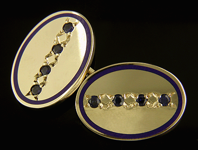 Carrington Sapphire and blue enamel cufflinks. (J8802)