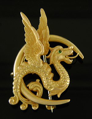 Carter dragon and crescent brooch. (J9384)