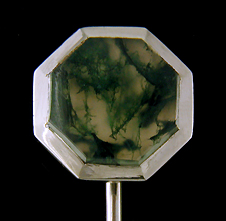 Carter, Gough Moss Agate stick pin. (J9000)