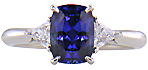Sapphire Rings - Hand-crafted sapphire and diamond platinum ring. (J8596)