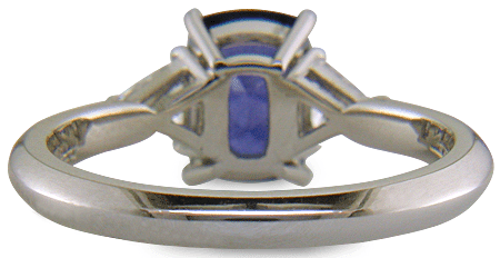 Inside view of handcrafted sapphire and diamond platinum ring. (J8596)