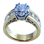 A custom designed 18kt gold and platinum ring with ideal cut diamonds.