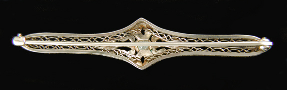 Edwardian brooch set with a sparking Old European Cut diamond. (J3853)