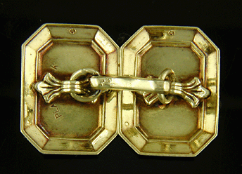 Rear view of Edwardian platinum on gold cufflinks. (J8535)